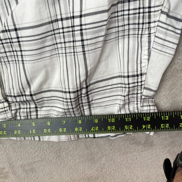 George Mens Cargo Shorts 42 Plaid Casual Flat Front Lightweight Summer White - Picture 5 of 11